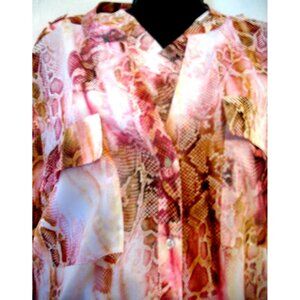 Calvin Klein Women’s Button dn Blouse Pink Patterned Size ? 2X ck measurements